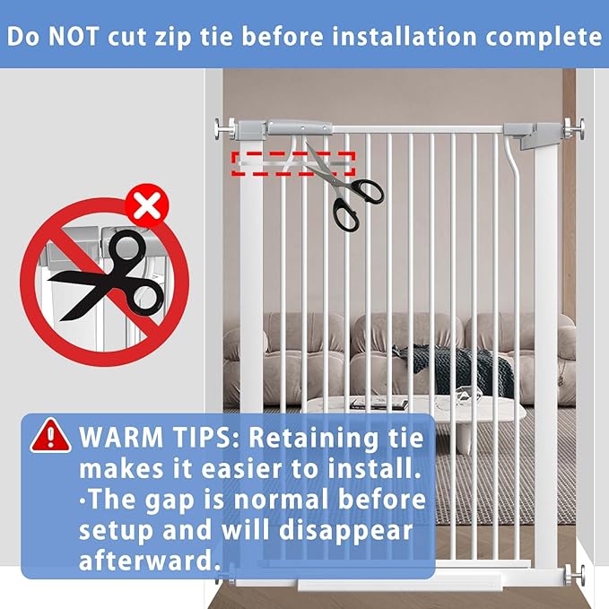 40.5" Extra Tall Baby Gate for Stairs, 29.6"-40.5" Extra Wide Dog Gate Indoor for The House, Auto Close Pressure Mounted Safety Child Toddler Gate, Pet Gate for Doorways Kitchen, White