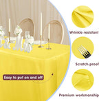 HolidayIdeas Yellow Fitted Table Covers - 96 x 30 Inch - 2 Pack Rectangle Tablecloths for 8 Foot Tables, Polyester Fabric Tablecloth for Parties, Baby Shower, Wedding, Trade Show