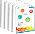 BlueValley Acrylic Sign Holder 8.5 x 11 Wall Mount - Vertical Clear Paper Display Holder with Mounted Tapes & Screws for Flyer, Document, Menu, Picture - Plastic Wall Frames for Offices, Homes, Restaurants, Stores - 12 Pack
