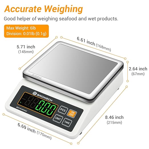 High Precision Scale IP67 Waterproof with Counting Function - 6lb, 0.001lb Digital Accurate Electronic Balance Scientific Scale - Ideal for Shipping, Mail - Weighs Gram, Pound, Kilogram
