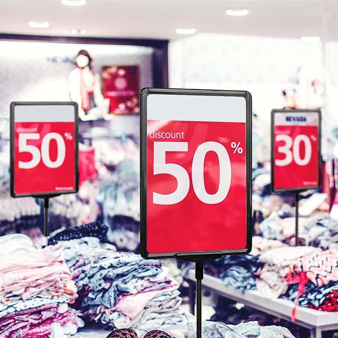 Retail Sign Holder for Display Indoor, Portable Signage Stand Double Sided Sale sign for Business Store Retail Market Vendor Advertising Trade Show Display (A4, 6Pack)