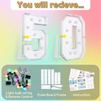 Marquee Numbers Colorful 50th Birthday Decoration: 4FT Large Light Up 50 Year Old Birthday Decorations Anniversary Backdrop Cardboard Sign 18 Colors Number 50 Mosaic Balloon Frame