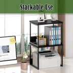MARTY Desktop Printer Stand 2 Pack Printer Stand with Storage for Desk, Shelf Organzier for Home/Office Printer Riser Under Desk Small Table for Fax Machine Scanner(Black)