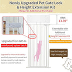 Lumizone Extra Tall Cat Gate 55.12" High Pressure Mounted Extra Wide 2025 New (17 Sizes) 1.37" Gap No Drilling Auto-Close One-Handed Operation Tall Pet Gate for Dogs(White, 55.12" H x 29.92"-46.64" W)