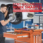5-Drawers Garage Tool Chest, Large Capacity Tool Cabinet Heavy Duty Mechanic Rolling Tool Box Metal Locking Tool Cart with Drawers and Wheels for Storage