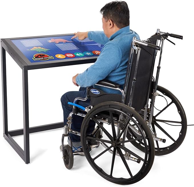 Displays2go 43" Interactive Touch Desk with PCAP Touchscreen – Digital Display Desk, Wheelchair Accessible, Touchscreen Kiosk for Retail & Education – Black