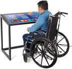 Displays2go 43" Interactive Touch Desk with PCAP Touchscreen – Digital Display Desk, Wheelchair Accessible, Touchscreen Kiosk for Retail & Education – Black