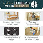 4 Section Recycling Bin for Kitchen – Trash and Recycle Bin Combo for Paper, Plastic, Cans – Indoor Recycling Station – Large Kitchen Trash Can – Office Trash and Recycle Bin Organizer
