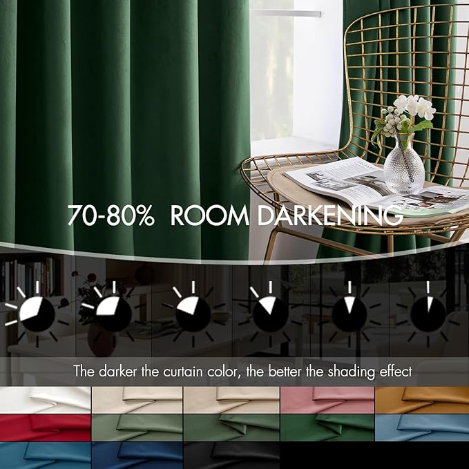 MIULEE Christmas Velvet Curtains 108 Inch Length 2 Panels Set for Bedroom Pinch Pleat Back Tab Luxury Thermal Insulated Living Room Darkening Pleated Blackout Extra Long Drapes with Hook Emerald Green