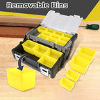 Olympia Tools 18 Inch Portable Plastic Cantilever Tool Box Organizer with Removable Compartments, Great Organization and Storage for Hardware, Assorted Nails, Dowels, Washers, Screws, Nuts and Bolts