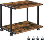 HOOBRO Under Desk Printer Stand, 2-Tier Industrial Printer Cart with Storage Shelf, Mobile Machine Holder Table Stand, for Home and Office, Rustic Brown and Black BF42PS01