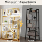 Modern Book Shelf, White and Gold Bookshelf, 70.8 Inch Tall Etagere Bookcase, Set of 2 Geometric Display Shelves for Living Room, Bookcases/Bookshelf with Metal Frame for Home Office