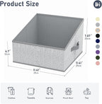 DIMJ Closet Storage Bins 10 Pack - Fabric Trapezoid Closet Organizer Bin, Foldable Storage Baskets for Shelves, Closet Shelf Organizer, Clothing Storage Box for Toys, Books, Towel, Clothes, Gray