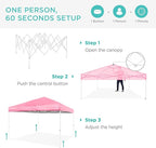 Best Choice Products 10x10ft 1-Person Setup Pop Up Canopy Tent Instant Portable Shelter w/ 1-Button Push, Case, 4 Weight Bags - Pink/White