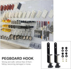 Metal Pegboard Hooks Set Strong Pegboard Bracket Clips Fine Workmanship, Organizing Tools Crafts, Black, Home Use