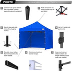 ABCCANOPY Heavy Duty Easy Pop up Canopy Tent with Sidewalls 10x10, Royal Blue