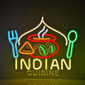Indian Cuisine Neon Sign, Indian Food Neon Lights Hanging Wall Art Decoration for Indian Restaurant Fast Food Shop/Truck, Bar, Pub, USB Powered Ultra Bright Dimmable, 14.96×12.6 inches