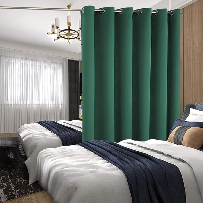 BGment Christmas Sliding Door Curtain 120 X 96 Inches, Wide Thermal Blackout Curtains Room Darkening Room Divider Window Curtain, 1 Panel, Emerald, 96 Length X Wide 120