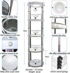 Foldable Display Case,Portable Display Cabinet,Retail Display Racks,Storage Showcase Cabinets Luminescent with LED-Light for Tradeshow Display,Tradeshow Booths ,White Round 4-Shelves 18x76inch