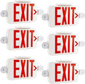 Gruenlich LED Exit Sign Combo with Emergency Lights, Adjustable Heads, Battery Backup, UL 924 Qualified, AC 120-277V, Commercial Emergency Exit Light for Business- 6 Pack