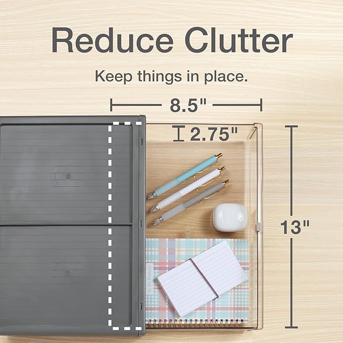 Pendaflex Stackable Drawer, Durable Plastic, Silicon Handles, Tinted Drawers, Single, Gray, 14" x 9" x 3.5", Large, 1 Piece (41794)