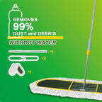 48-Inch Commercial Dust Mop for Hardwood Floors, Large Dry Mop with 2 Pcs Reusable Cotton Yarn Head, Telescopic Stainless Steel Handle - Ideal for Industrial Floor Cleaning, Marble,