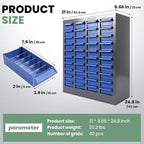40 Drawers Alloy Steel Nut and Bolt Organizer, Parts Cabinet with Adjustable Shelves and Label Stickers, Bolt Organizer for Nuts Bolts Parts Screws Small Items