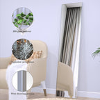 ANYHI Over The Door Mirror, 47"x12" Silver Full Length Mirror with 2 Hooks, Aluminum Brushed Frame, for Bedroom Bathroom