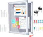 Enclosed Bulletin Board 20x16 Inch Outdoor Notice Board Tamper-Proof Flannel Lockable Display Cases with Aluminum Frame, All Weather Pinboard for Hospital, Restaurant Kitchen, Office