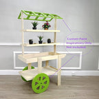 FixtureDisplays® Flower Cart Vending Cart Farmers Market County Fair Wagon Wood Stall Stand Rolling Shelf Retail Booth Kiosk 42.0" Long x 68" Tall x 25.0" Wide 19402