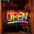 Open Signs for Business, LED Neon Open Sign Lighted Open Lights for Business Window Door Wall Hanging Coffee Snack Bar Restaurant Barbershop Retails Store Shop, USB Power & Dimmab