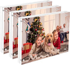 NIUBEE 4x6 Acrylic Photo Frame 3 Packs, Picture Frame 20% Thicker Block, Clear Frameless Acrylic Frames Double Sided，Magnetic frames for Desktop