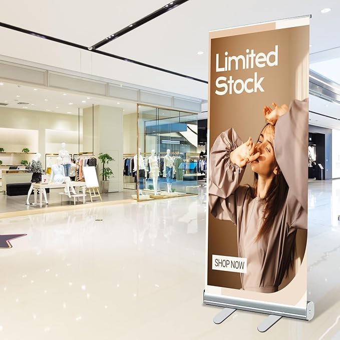 Custom Retractable Banner with Aluminum Stand, Personalized Pop up Banners and Full Color Design with Portable Travel Case for Events, Trade Shows, Advertising, Business, Photo (33"x81")