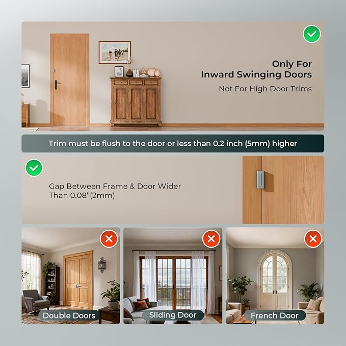6Pack Home Security Door Reinforcement Lock Childproof, Door Lock for Kid Safety, Door Latch Stopper for Front Door Inside Top of Door, Aluminum Construction Finish