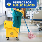 Commercial Mop Bucket with Wringer on Wheels, Heavy Duty Industrial Mop Bucket and Wringer Separate Dirty Water for Home Office Restaurant Business, 26 Quart - Yellow