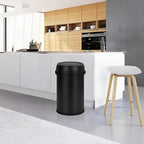 Commercial Grade Stainless Steel Kitchen Trash Can, 65L (17 Gallon) Heavy Duty Round Garbage and Recycling Bin with Fingerprint-Proof Swing Lid, Durable Indoor and Outdoor Use