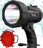 BUYSIGHT Rechargeable Spotlight Flashlight, Hand held Spotlight 800 lumens Waterproof Flashlight Hunting Lamp with red Filter(Black)