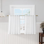 Nanspring White Kitchen Curtains 36 Inch Length 2 Panels Set Linen Blend Back Tab Privacy Light Filtering Cafe Curtain Modern Neutral Short Tier Curtains for Small Window Bathroom RV Camper 30x36