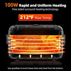 Dravel Cordless Heated Lunch Box for Men, 6.3 Cup 100W Electric Lunch Box Food Warmer with 24000mAh Battery for Self Heating, Including Cutlery, Insulated Bag and Divider for Women Adults(Blue+Green)