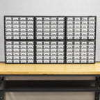 Akro-Mils 24-Drawer Plastic Drawer Storage Cabinet for Garage Organization, Bead Organizer, Building Bricks Storage, Teacher Toolbox, Makeup Organizer, 20" W x 6" D x 16" H, 10724 Black