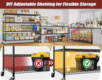 PrimeZone 60" W x 24" D x 76" H Heavy Duty Wire Storage Shelves with Wheels, 4 Tier Adjustable NSF Certified Garage Shelving Unit, Rolling Metal Organizer Shelf Rack for Warehouse, Pantry, 3 Packs