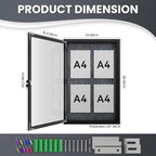 36"x24" Lockable Enclosed Bulletin Board, Outdoor Flet Weather-Resistant Aluminum Frame Notice Board, Wall Mounted Display Case Acrylic Doors for School,Office,Black Frame w/Grey Flet