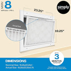 Simply 24x25x1 Air Filter, Merv 8, 6 Pack, For Home AC Furnace & HVAC (Actual Size: 23.75"x24.75"x0.75") DUST, Pet, & Allergy Control