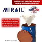 MirOil CONE2B Fryer Filter Bag & Frame Combo Set – Durable Reusable Strainer Bag and Metal Support Frame for Commercial Kitchen Use - Compatible with MirOil Blue Oil Caddy - Model #30L