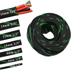 30ft PET Expandable Sleeving Wire Cable Sleeve (1/4", Green&Black)