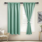 JIUZHEN Blackout Curtains for Bedroom– Thermal Insulated,Noise Reducing Room Darkening Privacy Drapes for Living Room, Set of 2 Panels with Tiebacks, 38 x 63 inch Long, Sage Green