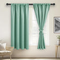 JIUZHEN Blackout Curtains for Bedroom– Thermal Insulated,Noise Reducing Room Darkening Privacy Drapes for Living Room, Set of 2 Panels with Tiebacks, 42 x 63 inch Long, Sage Green