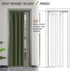 JIUZHEN Blackout Doorway Curtains 80 inch Length - 2 Panels Thermal Insulated Privacy Soundproof Rod Pocket Closet Door Curtains Room Divider for Bedroom,Office, 42 x 80 inches,Olive Green