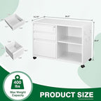 3 Drawer Metal File Cabinet with Lock,Mobile Lateral Filing Cabinet,Printer Stand Storage Cabinets with Shelves for Home Office(White)