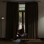 Textured Linen Pencil Pleated 100% Blackout Curtains for Bedroom/Living Room Blackout Curtains 120 Inches Long, Energy Saving Window Treatment Curtains,26Wx120Lx2, Rust Brown